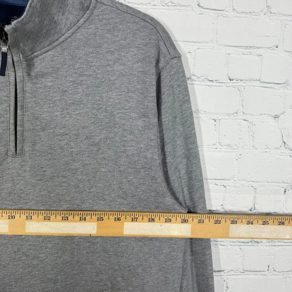 Brooks Brothers 346 Mens Medium Quarter Zip Pullover Gray 100% Cotton Sweatshirt